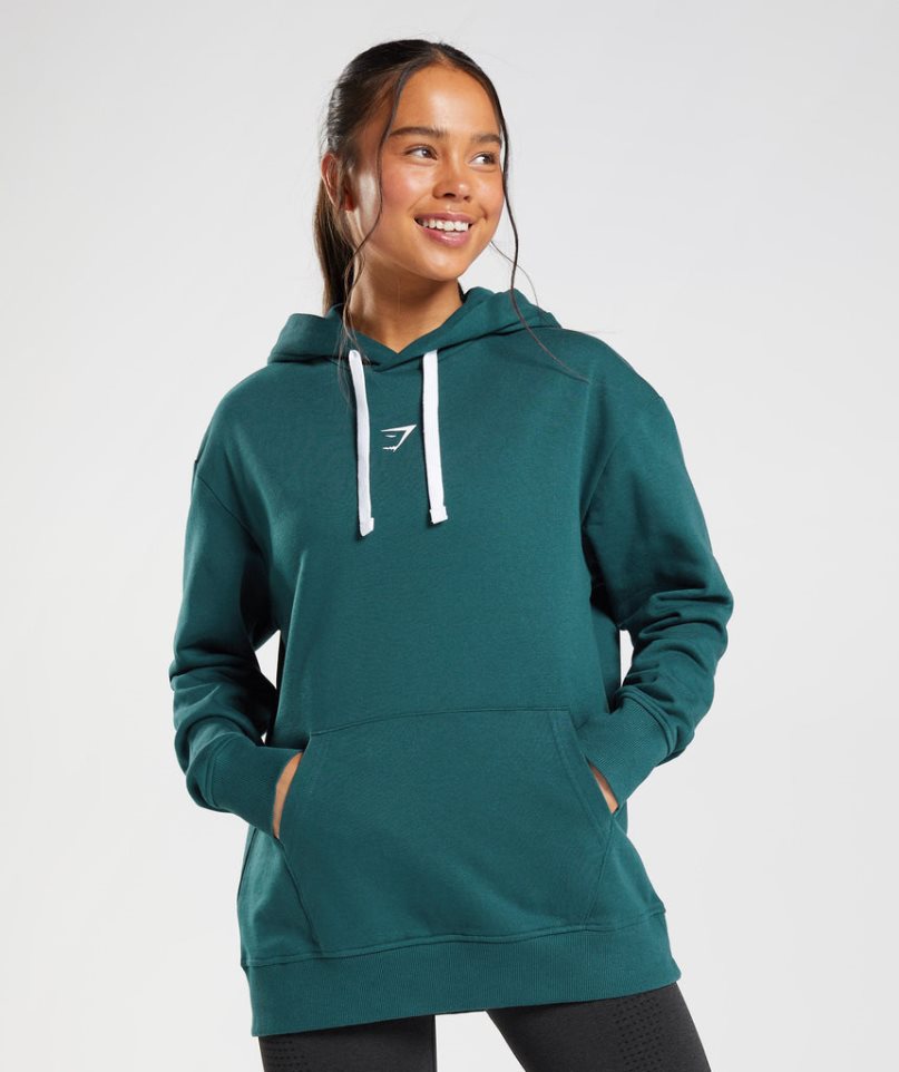 Women\'s Gymshark Fraction Hoodie Dark Green | CA D065AN